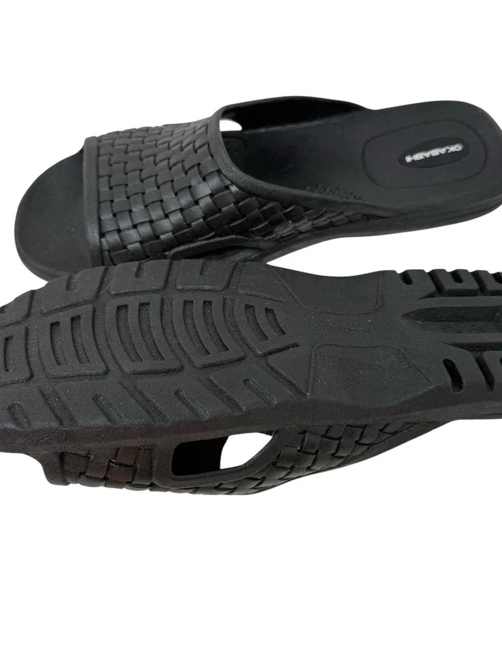 Okabashi Coast Sandals men’s Size 12 Black Slide Shoes Arch support washable NWT